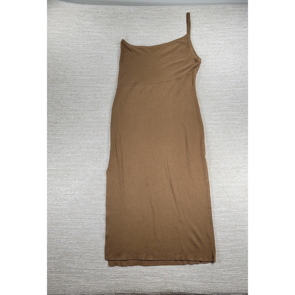 House of Harlow 1960 One Shoulder Midi Dress XL Brown Knit Ribbed Bodycon Slit